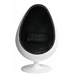 LOUNGE DESIGN SPACE AGE SCHALEN SESSEL egg ball C28 weiss-schwarz