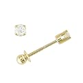 14K Yellow Gold Diamond Stud Earrings for Infants