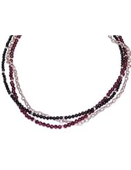 MyStrand Garnet Onyx Chain Necklace Set, Adjustable Length 16"-24"-32": Multi Strand Sterling Silver, Garnet, Onyx Beaded Necklace Set