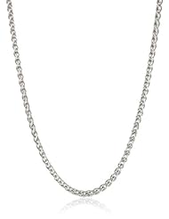 Italian 14k White Gold 1mm Spiga Wheat Chain Necklace