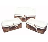 Image of Household Essentials ML-5611 Woven-Seagrass Rectangular-Shaped Utility Baskets, Set of 3