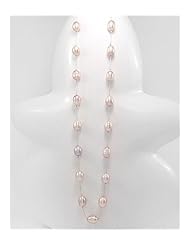 Plum (Natural) Japanese silk cord Fresh Water Pearl Necklace In Zinc