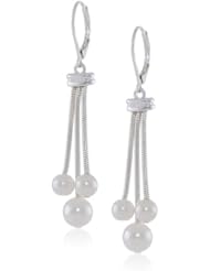 Napier "Polished Pearls" Silver-Tone Pearl Triple Drop Earrings