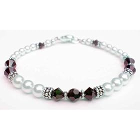 January Garnet Birthstone Swarovski Crystal Beaded Pearl Bracelets by Gemstone Gifts Handmade Jewelry