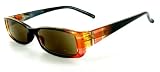 Sunrise Full Sun Readers Sunglasses (NOT A BIFOCAL) for youthful and active men and women who like to look great while reading in comfort in the sun. (Red & Gold w/ Amber Lens +2.50)