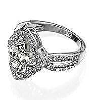 Platinum Plated Abigail Ruffle Diamanté Ring