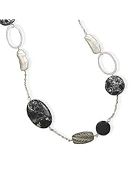 Sterling Silver 32 Inch Multistone and Cultured Freshwater Pearl Necklace