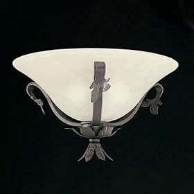 Thomas Lighting M2945-63 Santa Fe - Three Light Flush Mount, Painted Bronze Finish with Amber Scavo Glass