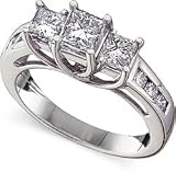 1 1/2ctw Princess-Cut Diamond Platinum Three-Stone Ring
