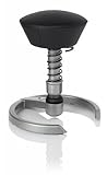 SWOPPER CLASSIC 3D-Aktiv-Bürostuhl Hocker Sitzpolster Normal, Farbe schwarz (Leder), Fussring mit Metallgleiter, Feder SMALL 40 - 80 kg, Basis Titan, Federfarbe schwarz (SWOPA80TSML)