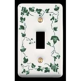 Wall Plates White Porcelain, Ivy, Single Toggle or Dimmer by Renovator's Supply