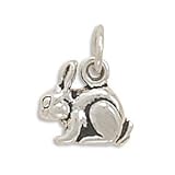 Bunny Rabbit Charm Oxidized Sterling Silver