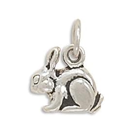 Bunny Rabbit Charm Oxidized Sterling Silver