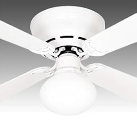 Low Profile White Hunter Fan - 21216 (Lifetime Warranty, Factory Renewed)