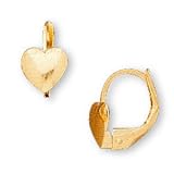 14K Yellow Gold Lever back Heart Pierced Earrings (Pair) for Children