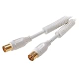 Produkt-Bild: Vivanco Antennenkabel, Koaxstecker <-> Koaxkupplung mit Ferritkern, >75dB, 7,5m, wei&szlig;