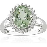1 5ct Diamond and Green Amethyst Ring in 10k White Gold