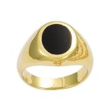18K Gold Plated Black Onyx Signet Ring