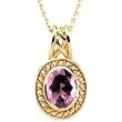 14K Yellow Gold Pink Tourmaline and Pearl Pendant