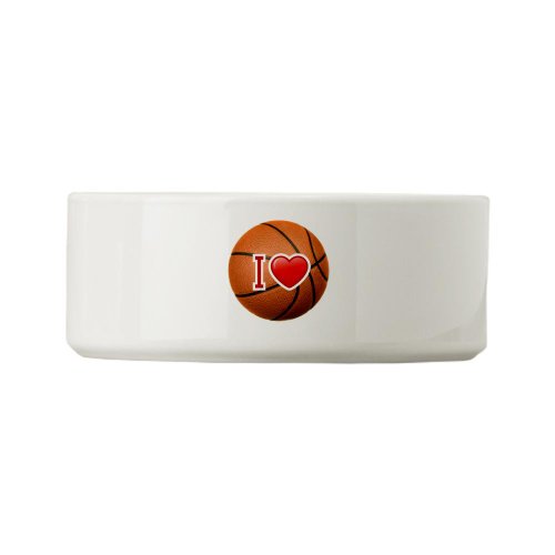 Dog Cat Food Water Bowl I Love Basketball