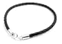 Sterling Silver Black Braided Synthetic Leather Bracelet - 7.5"