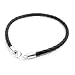 Sterling Silver and Braided Black Faux Leather Bracelet - 8"