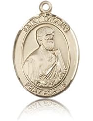 Free Engraving Included Medal-14k Gold St. Saint Thomas the Apostle Medal 3/4" 8107KT w/o Chain w/Box Patron Saint of Architects/Blind People