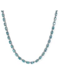 31.75 Ct Blue Zircon & Diamond Necklace 14k Gold