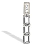 14K White Gold Genuine Emerald-cut White Topaz and Diamond 3-Stone Pendant