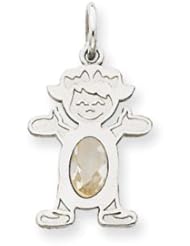 Genuine IceCarats Designer Jewelry Gift 14K White Gold Girl 6X4 Oval Genuine White Topaz-April