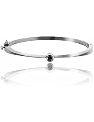 0.25ct Black Diamond Accented Bangle 14k Gold