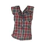 DOGPILE - MOLOTOV PUNK CUT OFF VEST TOP RED PLAID SIZE MEDIUM (LADIES UK SIZE 10-12)