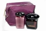 VERSACE CRYSTAL NOIR Women Gift Set Eau de Toilette 3 Spray + 3.4LOT + POUCH