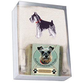 Single Gift Box with Schnauzer Soap and Towel
