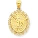 14k Solid Satin Polished Aries Zodiac Oval Pendant - Measures 27.7x17.3mm