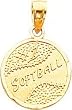 10K Yellow Gold Softball Ball Charm