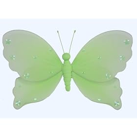 10 Green Jewel Butterfly nylon hanging ceiling wall baby nursery room wedding decor... by Bugs-n-Blooms