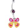 Passion Pink Gem Free Lovin Butterfly Dangle Belly Ring
