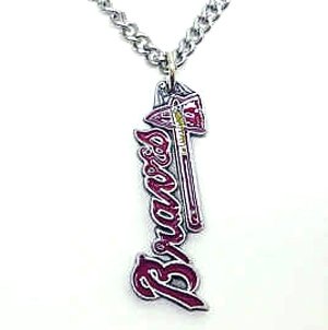Atlanta Braves Chain Necklace & Enameled Pewter Pendant - MLB Baseball Fan Shop Sports Team Merchandise