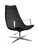 Domino Lounge Chair - Black (Black and Chrome) (42H x 38W x 28D)
