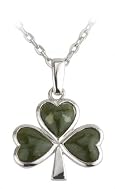 Sterling Silver and Connemara Marble Shamrock Pendant Necklace - Made in Ireland