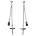 Sterling Silver and Amethyst CZ Cross Dangle Pierced Earrings