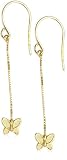 14k Yellow Gold Butterfly Dangle Earrings