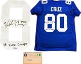 Victor Cruz SB XLVI Champs" Autographed New York Giants Blue Jersey"