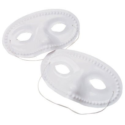 US Toy - White Face Masks, 12 Face / Eye Masks, Elastic strap