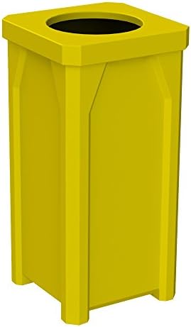 20 GALLON SQUARE TRASH RECEPTACLE WITH LINER | YELLOW