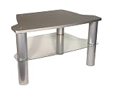 Strand Pillar Universal TV Stand - For Up To 28" TV - Silver, Glass Shelf