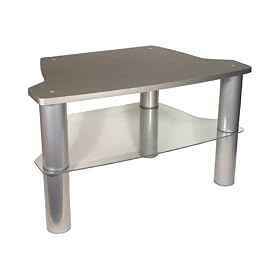 Strand Pillar Universal TV Stand - For Up To 28" TV - Silver, Glass Shelf