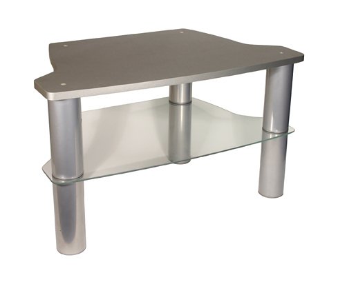 Strand Pillar Universal TV Stand - For Up To 28" TV - Silver, Glass Shelf