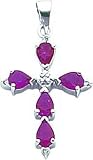 14k White Gold Diamond & Ruby Cross Pendant